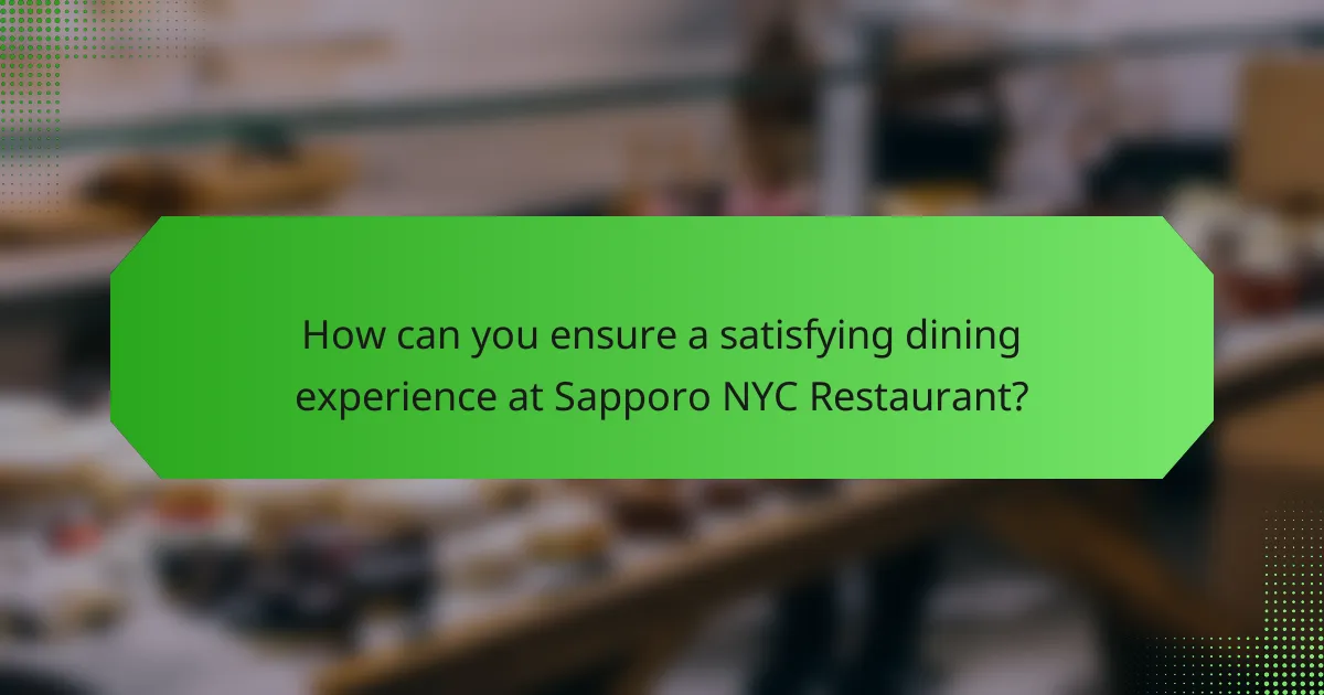 How can you ensure a satisfying dining experience at Sapporo NYC Restaurant?