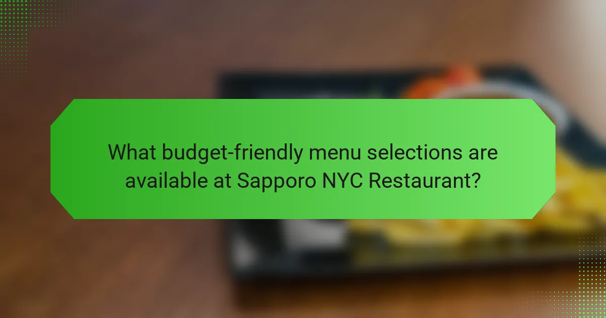 What budget-friendly menu selections are available at Sapporo NYC Restaurant?
